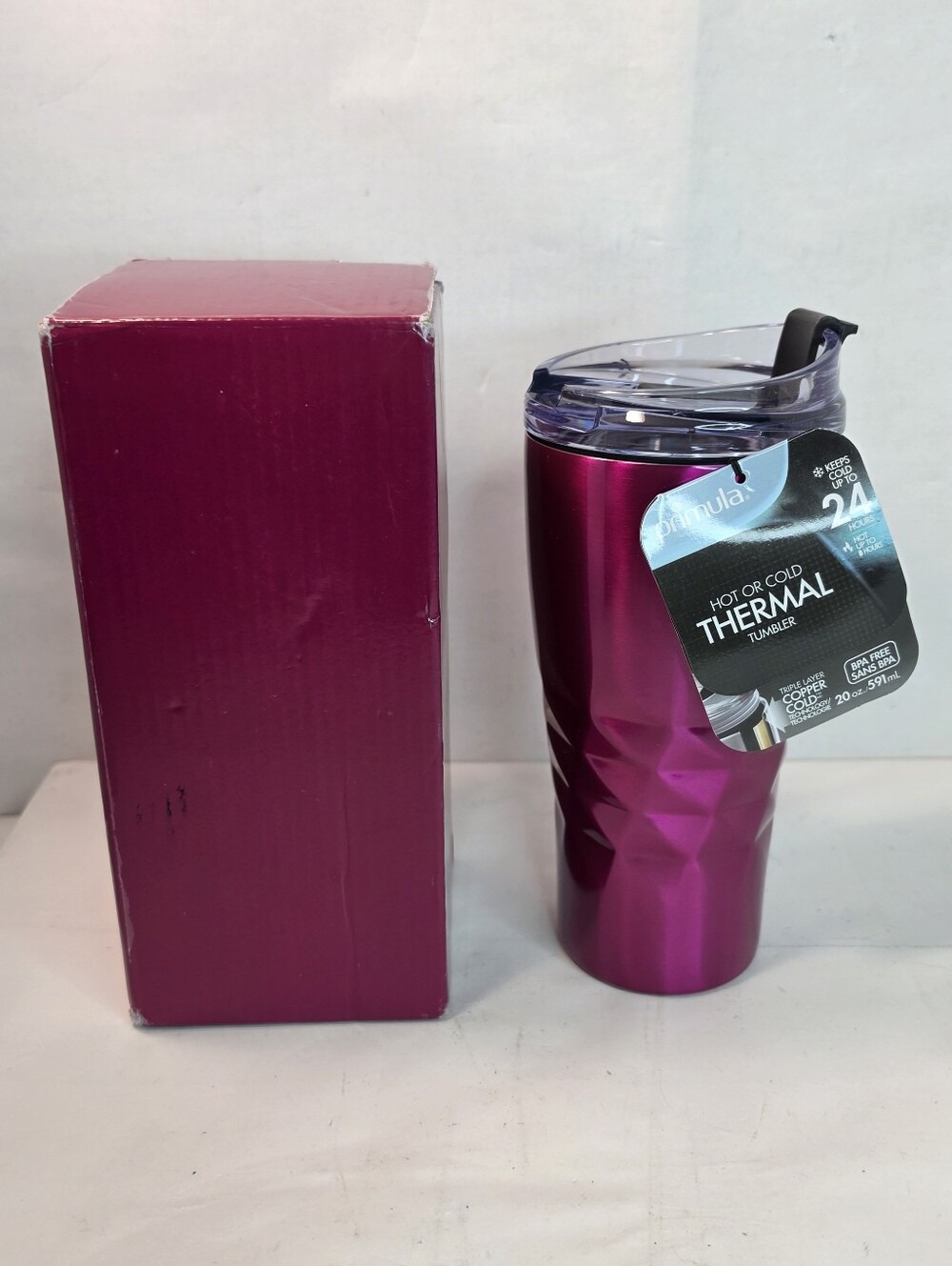 Primula 20 oz Triple Layer Copper Technology Stainless Tumbler (Fuchsia) NWT